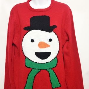 Ugly Christmas Red Sweater L Googly Eye Snowman